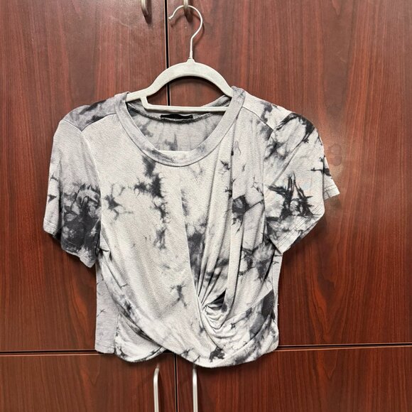Gray/Dark Gray Tie Dye Cross Crop Top - Women's Medium - Picture 1 of 2